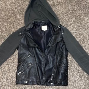 Silence & Noise faux leather hooded jacket